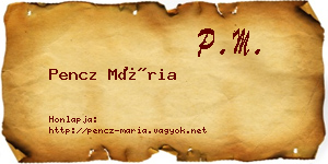 Pencz Mária névjegykártya